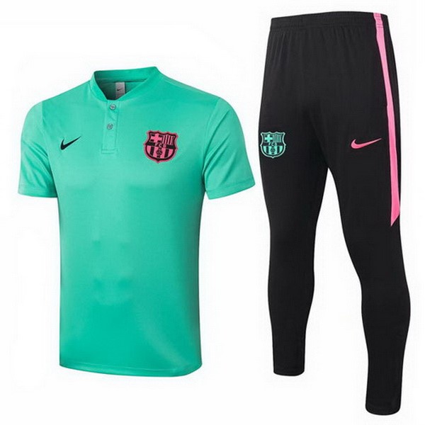 Polo Football Barcelone Ensemble Complet 2020-21 Vert Noir